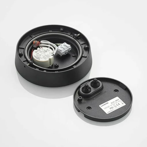 Lucande Plafonnier d'extérieur LED Kelissa, rond, noir| Plafonniers Led|Plafonniers