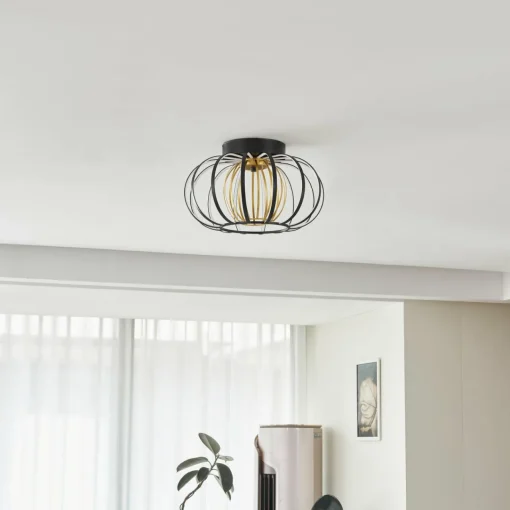 Lucande Plafonnier LED Birger, Ø 39cm, noir/or| Plafonniers Led|Plafonniers