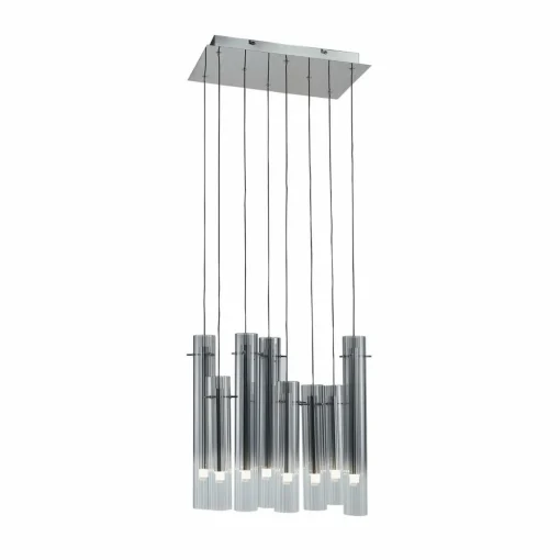 Lucande Plafonnier LED Korvitha, à 8 lampes, gris, verre| Suspensions Led|Suspensions
