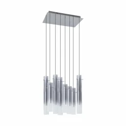 Lucande Plafonnier LED Korvitha, à 8 lampes, gris, verre| Suspensions Led|Suspensions