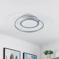 Lucande Plafonnier LED Noud, 49 cm, argent, aluminium, intensité variable| Plafonniers Led|Plafonniers