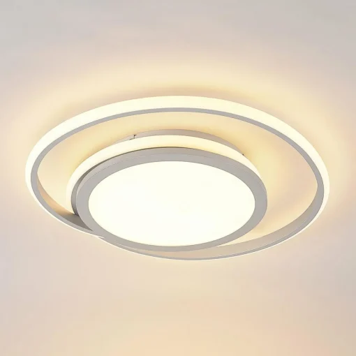 Lucande Plafonnier LED Noud, 49 cm, argent, aluminium, intensité variable| Plafonniers Led|Plafonniers