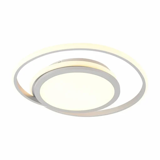 Lucande Plafonnier LED Noud, 49 cm, argent, aluminium, intensité variable| Plafonniers Led|Plafonniers