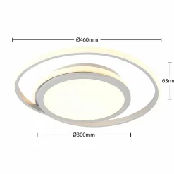 Lucande Plafonnier LED Noud, 49 cm, argent, aluminium, intensité variable| Plafonniers Led|Plafonniers