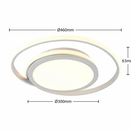 Lucande Plafonnier LED Noud, 49 cm, argent, aluminium, intensité variable| Plafonniers Led|Plafonniers