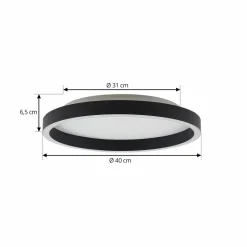 Lucande Plafonnier LED Rotundo, Ø 40 cm, noir, intensité variable| Plafonniers Led|Plafonniers