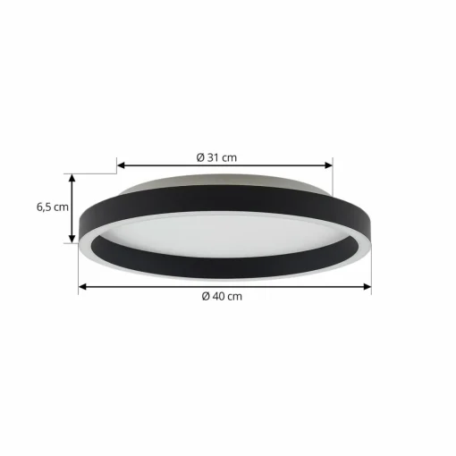 Lucande Plafonnier LED Rotundo, Ø 40 cm, noir, intensité variable| Plafonniers Led|Plafonniers