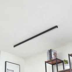 Lucande Plafonnier LED Teniona, 132 cm, noir, aluminium| Luminaires Led D'Intérieur