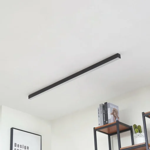 Lucande Plafonnier LED Teniona, 132 cm, noir, aluminium| Luminaires Led D'Intérieur