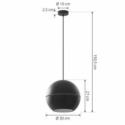 Lucande suspension Calantha, noir, aluminium, Ø 30 cm| Suspensions Led|Suspensions