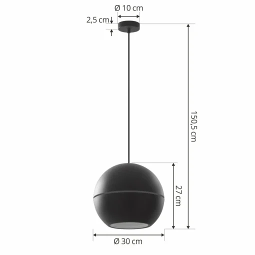 Lucande suspension Calantha, noir, aluminium, Ø 30 cm| Suspensions Led|Suspensions