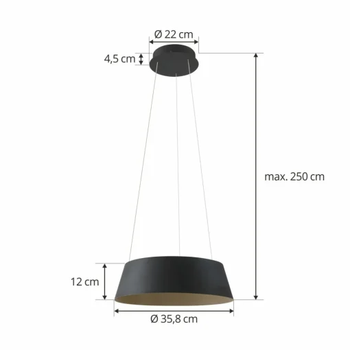 Lucande Suspension LED Belsar, noir, aluminium, CCT| Suspensions Led|Suspensions