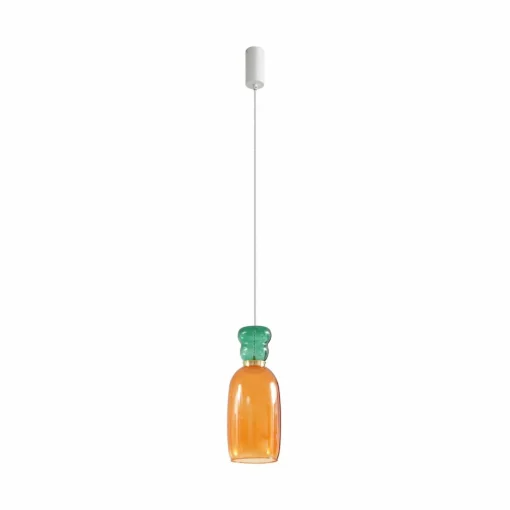 Lucande Suspension LED Fay, orange/vert foncé, verre, Ø 15 cm| Suspensions Led|Suspensions