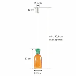 Lucande Suspension LED Fay, orange/vert foncé, verre, Ø 15 cm| Suspensions Led|Suspensions