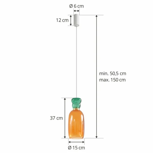 Lucande Suspension LED Fay, orange/vert foncé, verre, Ø 15 cm| Suspensions Led|Suspensions