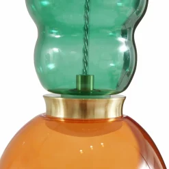 Lucande Suspension LED Fay, orange/vert foncé, verre, Ø 15 cm| Suspensions Led|Suspensions