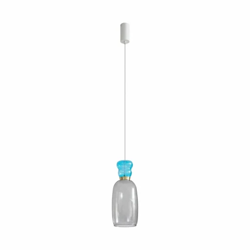 Lucande Suspension LED Fay, gris clair/bleu clair, verre, Ø 15 cm| Suspensions Led|Suspensions