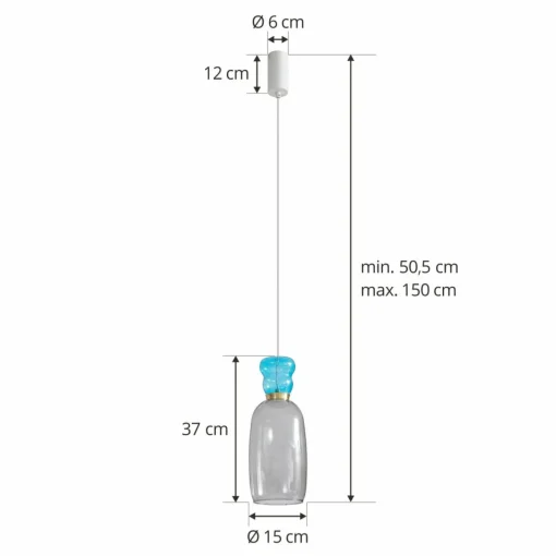 Lucande Suspension LED Fay, gris clair/bleu clair, verre, Ø 15 cm| Suspensions Led|Suspensions