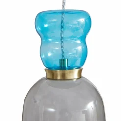 Lucande Suspension LED Fay, gris clair/bleu clair, verre, Ø 15 cm| Suspensions Led|Suspensions