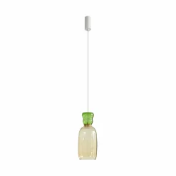 Lucande Suspension LED Fay, jaune/vert clair, verre, Ø 15 cm| Suspensions Led|Suspensions