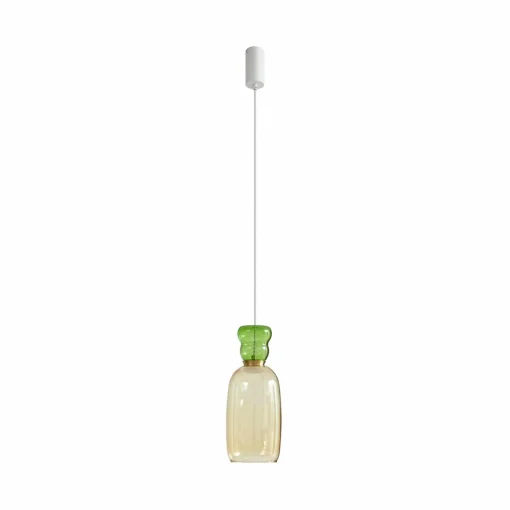 Lucande Suspension LED Fay, jaune/vert clair, verre, Ø 15 cm| Suspensions Led|Suspensions