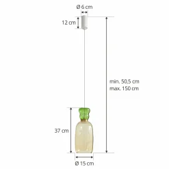 Lucande Suspension LED Fay, jaune/vert clair, verre, Ø 15 cm| Suspensions Led|Suspensions