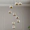 Lucande Suspension LED Hayley, Ø 40 cm, 9 lampes, or, verre| Suspensions Led|Suspensions