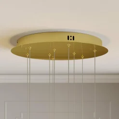 Lucande Suspension LED Hayley, Ø 40 cm, 9 lampes, or, verre| Suspensions Led|Suspensions