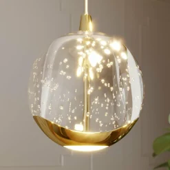 Lucande Suspension LED Hayley, Ø 40 cm, 9 lampes, or, verre| Suspensions Led|Suspensions