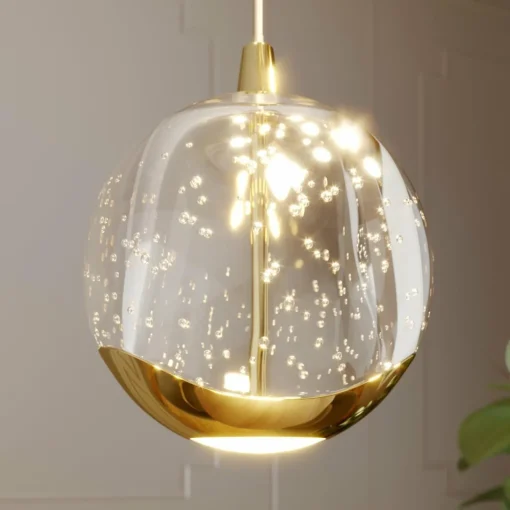 Lucande Suspension LED Hayley, Ø 40 cm, 9 lampes, or, verre| Suspensions Led|Suspensions