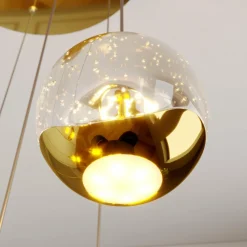 Lucande Suspension LED Hayley, Ø 40 cm, 9 lampes, or, verre| Suspensions Led|Suspensions