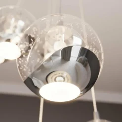 Lucande Suspension LED Hayley, Ø 40 cm, 9 lampes, chrome, verre| Suspensions Led|Suspensions