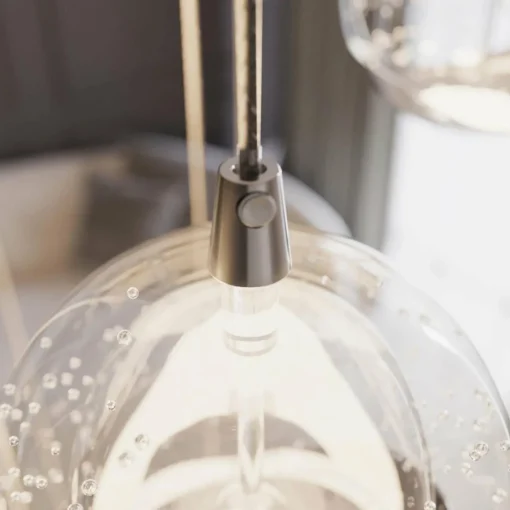 Lucande Suspension LED Hayley, Ø 40 cm, 9 lampes, chrome, verre| Suspensions Led|Suspensions