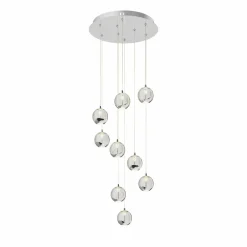 Lucande Suspension LED Hayley, Ø 40 cm, 9 lampes, chrome, verre| Suspensions Led|Suspensions