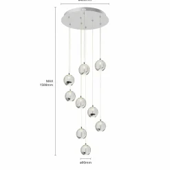 Lucande Suspension LED Hayley, Ø 40 cm, 9 lampes, chrome, verre| Suspensions Led|Suspensions