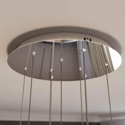 Lucande Suspension LED Hayley, Ø 40 cm, 9 lampes, chrome, verre| Suspensions Led|Suspensions
