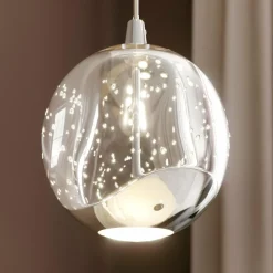 Lucande Suspension LED Hayley, Ø 30 cm, 5 lampes, chrome, verre| Suspensions Led|Suspensions