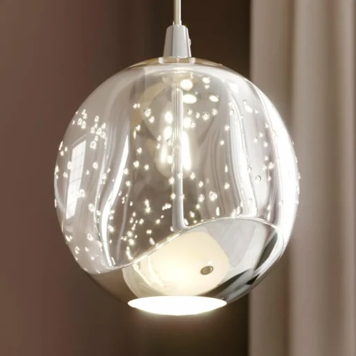 Lucande Suspension LED Hayley, Ø 30 cm, 5 lampes, chrome, verre| Suspensions Led|Suspensions