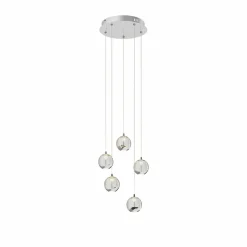 Lucande Suspension LED Hayley, Ø 30 cm, 5 lampes, chrome, verre| Suspensions Led|Suspensions