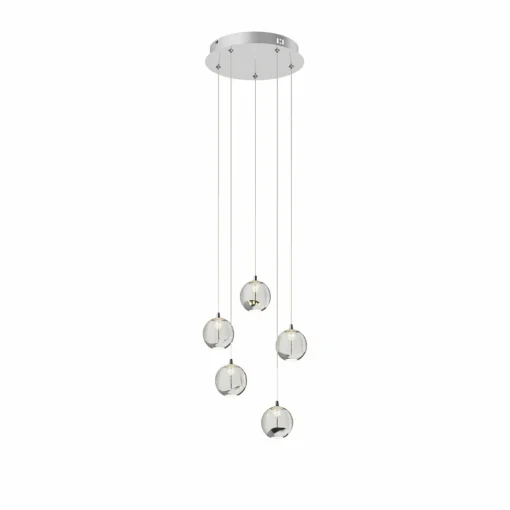 Lucande Suspension LED Hayley, Ø 30 cm, 5 lampes, chrome, verre| Suspensions Led|Suspensions