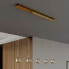 Lucande Suspension LED Hayley, 96 cm, 5 lampes, or, verre| Suspensions Led|Suspensions