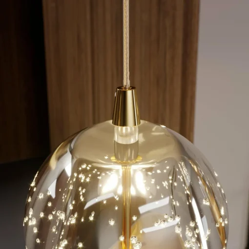 Lucande Suspension LED Hayley, 96 cm, 5 lampes, or, verre| Suspensions Led|Suspensions