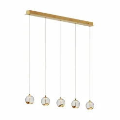 Lucande Suspension LED Hayley, 96 cm, 5 lampes, or, verre| Suspensions Led|Suspensions