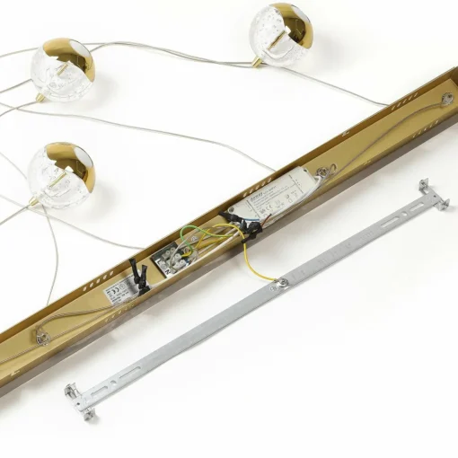 Lucande Suspension LED Hayley, 96 cm, 5 lampes, or, verre| Suspensions Led|Suspensions