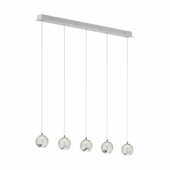 Lucande Suspension LED Hayley, 96 cm, à 5 lampes, chrome, verre| Suspensions Led|Suspensions