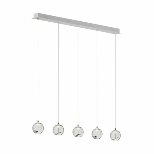 Lucande Suspension LED Hayley, 96 cm, à 5 lampes, chrome, verre| Suspensions Led|Suspensions