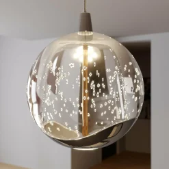 Lucande Suspension LED Hayley, 96 cm, à 5 lampes, chrome, verre| Suspensions Led|Suspensions