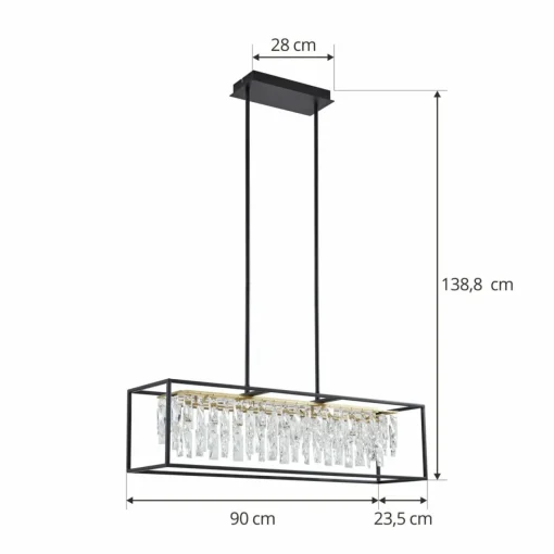 Lucande Suspension LED Kassi, noir, fer, intensité variable, 90 cm| Suspensions Led|Suspensions