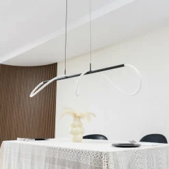 Lucande Suspension LED Kisune, noir/blanc, métal| Suspensions Led|Suspensions