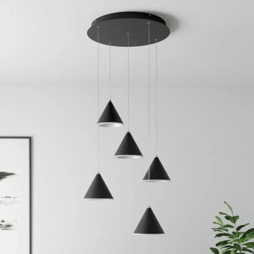 Lucande suspension LED Livan, noire, 5 lampes| Suspensions Led|Suspensions
